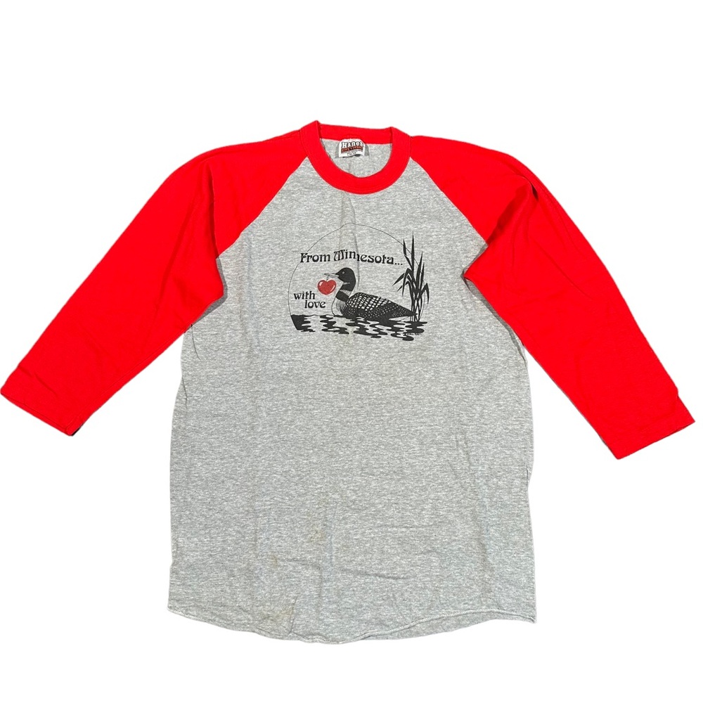 Vintage Minnesota Hanes Poly Cotton Graphic Baseball 3 Quarter Sleeve T-Shirt